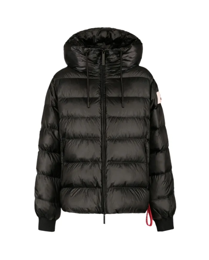 AFTER LABEL Piumino Donna BLAINEN5185 AI 25/26 lucido con cappuccio in piuma e nylon 999 BLACK AFTER LABEL Piumino Donna BLAINEN5185 AI 25/26 lucido con cappuccio in piuma e nylon 999 BLACK
