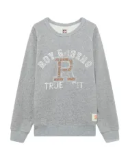 ROY ROGER'S Felpa Uomo RRU90005CP950124 TRUE GRIT AI 25/26 cotone con ricamo logato 094 GREI MELANGE