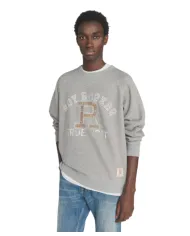 ROY ROGER'S Felpa Uomo RRU90005CP950124 TRUE GRIT AI 25/26 cotone con ricamo logato 094 GREI MELANGE