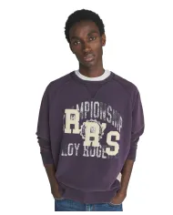 ROY ROGER'S Felpa Uomo RRU90005CP971770 CHAMPIONSHIP AI 25/26 cotone con ricamo logato 598 VIOLET