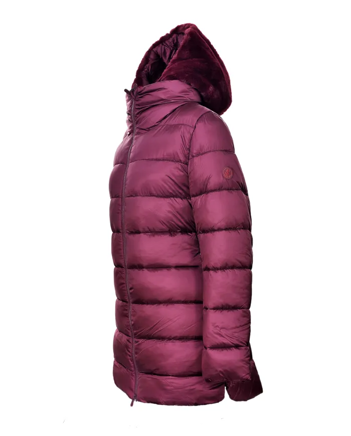 SAVE THE DUCK Piumino Donna D0280W JADE21 MATILDA AI 25/26 nylon regular con cappuccio pelliccia 70011 WINE RED