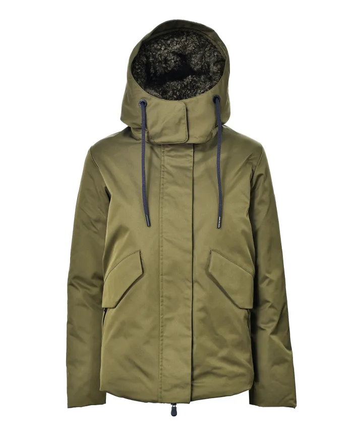 SAVE THE DUCK Piumino Donna D32428 WILL21 KARA AI 25/26 regular con fodera interna in teddy 50072 bark green