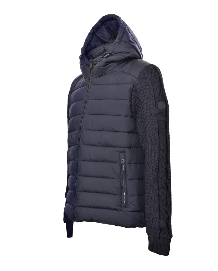 SAVE THE DUCK Piumino Uomo D32488 ROMI21 FEN AI 25/26 con cappuccio e inserti in maglina 90010 BLUE BLACK
