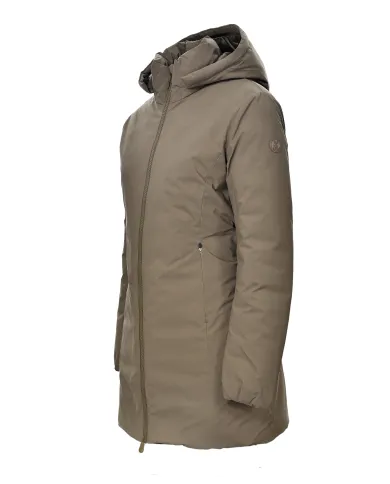 SAVE THE DUCK Cappotto Donna D40060W MATT21 RACHEL AI 25/26 lungo con cappucco in tessuto tecnico 50072 bark green SAVE THE DUCK Cappotto Donna D40060W MATT21 RACHEL AI 25/26 lungo con cappucco in tessuto tecnico 50072 bark green