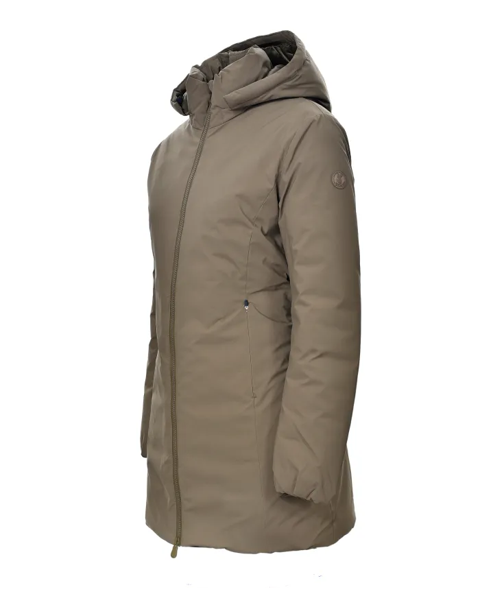 SAVE THE DUCK Cappotto Donna D40060W MATT21 RACHEL AI 25/26 lungo con cappucco in tessuto tecnico 50072 bark green
