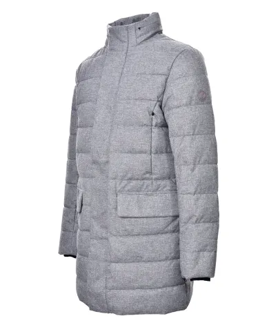 SAVE THE DUCK Cappotto Uomo D42419M FLAN21 GORDON AI 25/26 comfort lungo trapuntato 10042 mid grey melange SAVE THE DUCK Cappotto Uomo D42419M FLAN21 GORDON AI 25/26 comfort lungo trapuntato 10042 mid grey melange
