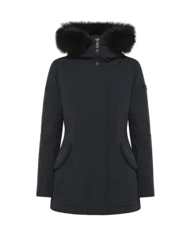 PEUTEREY Piumino donna PED444501191510 DONNET A-EP in piuma riciclata, tela di nylon e collo in pelliccia di volpe 01 NERO