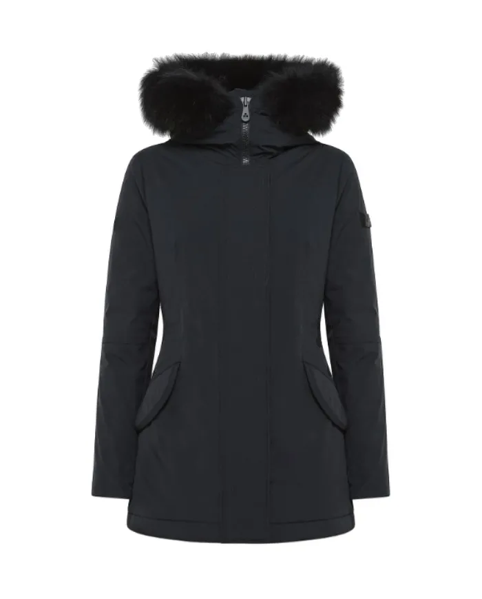 PEUTEREY Piumino donna PED444501191510 DONNET A-EP in piuma riciclata, tela di nylon e collo in pelliccia di volpe 01 NERO PEUTEREY Piumino donna PED444501191510 DONNET A-EP in piuma riciclata, tela di nylon e collo in pelliccia di volpe 01 NERO