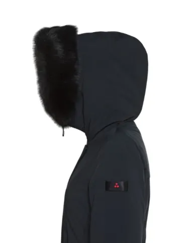 PEUTEREY Piumino donna PED444501191510 DONNET A-EP in piuma riciclata, tela di nylon e collo in pelliccia di volpe 01 NERO