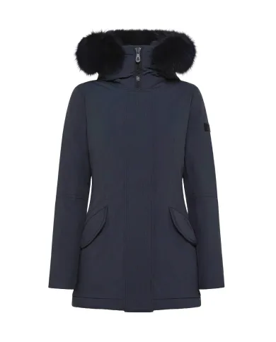 PEUTEREY Piumino donna PED444501191510 DONNET A-EP in piuma riciclata, tela di nylon e collo in pelliccia di volpe 215 BLU GRAFI