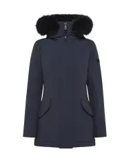 PEUTEREY Piumino donna PED444501191510 DONNET A-EP in piuma riciclata, tela di nylon e collo in pelliccia di volpe 215 BLU GRAFI