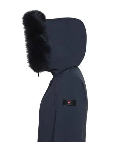 PEUTEREY Piumino donna PED444501191510 DONNET A-EP in piuma riciclata, tela di nylon e collo in pelliccia di volpe 215 BLU GRAFI