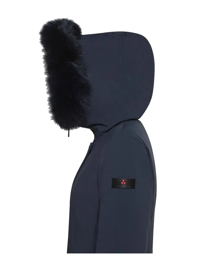 PEUTEREY Piumino donna PED444501191510 DONNET A-EP in piuma riciclata, tela di nylon e collo in pelliccia di volpe 215 BLU GRAFI PEUTEREY Piumino donna PED444501191510 DONNET A-EP in piuma riciclata, tela di nylon e collo in pelliccia di volpe 215 BLU GRAFI