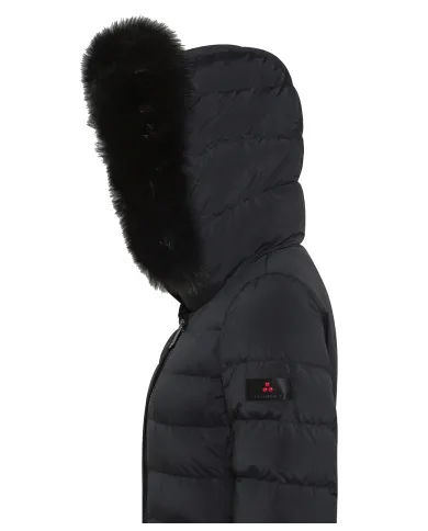 PEUTEREY Piumino Donna PED545801190986 SERIOLA ML 06 FUR AI 25/26 slim cappuccio con pelliccia 808 CORVO