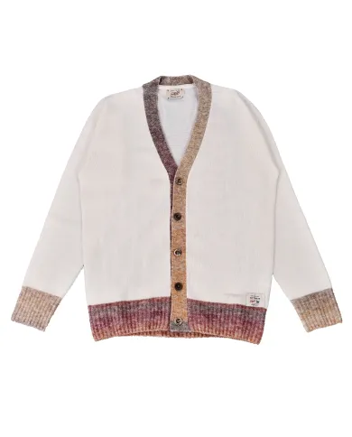 BOB Cardigan Uomo BOOK AI 25/26 lana comfort con bordatura in contrasto 05 VAR 5 PANNA