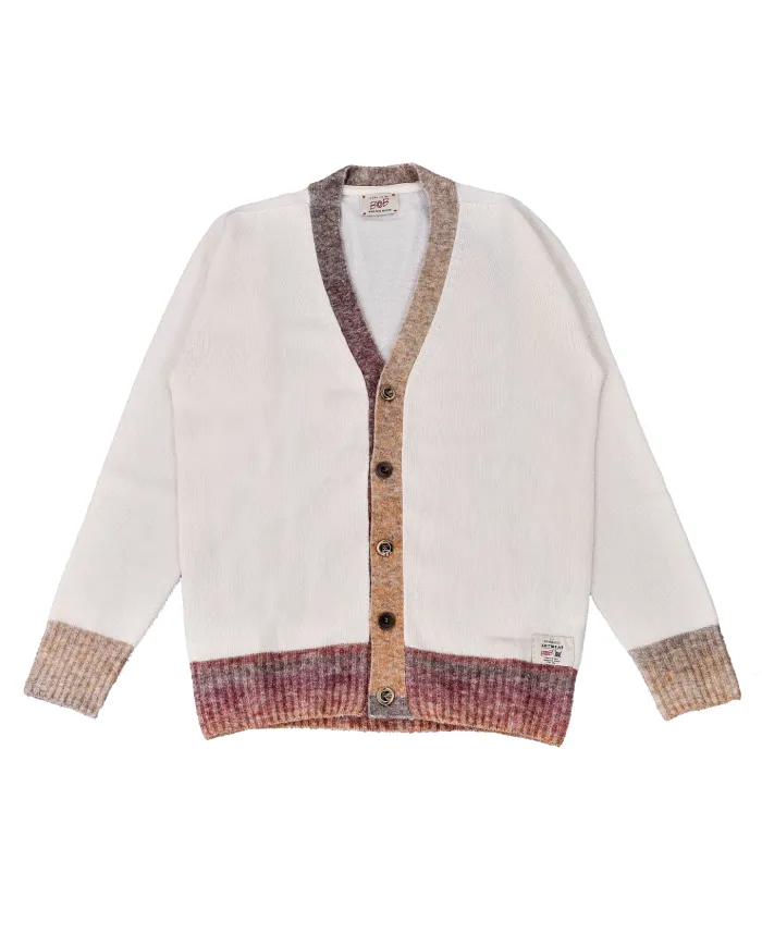 BOB Cardigan Uomo BOOK AI 25/26 lana comfort con bordatura in contrasto 05 VAR 5 PANNA