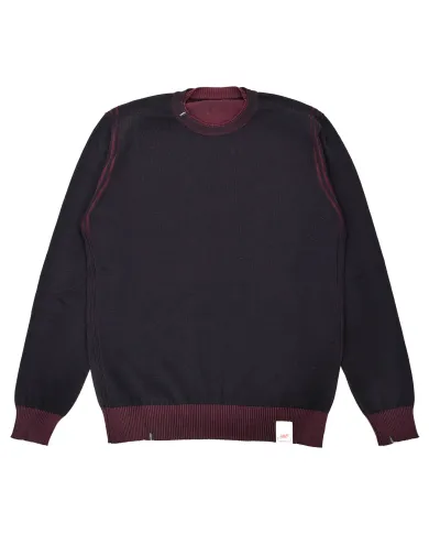 BOB Maglia Uomo HARD AI 25/26 lana slim stile basic reversibile 03 BLU/BORDEAUX