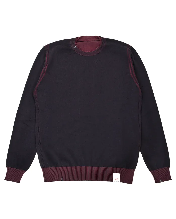 BOB Maglia Uomo HARD AI 25/26 lana slim stile basic reversibile 03 BLU/BORDEAUX