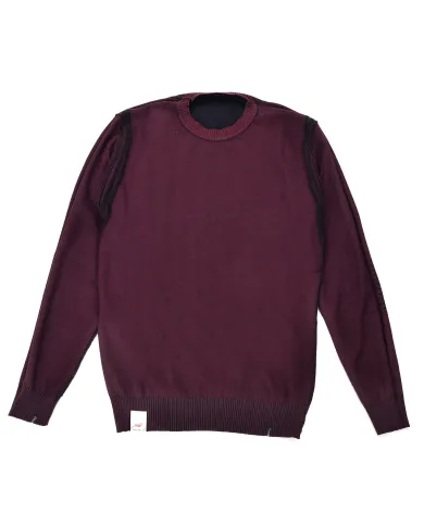 BOB Maglia Uomo HARD AI 25/26 lana slim stile basic reversibile 03 BLU/BORDEAUX