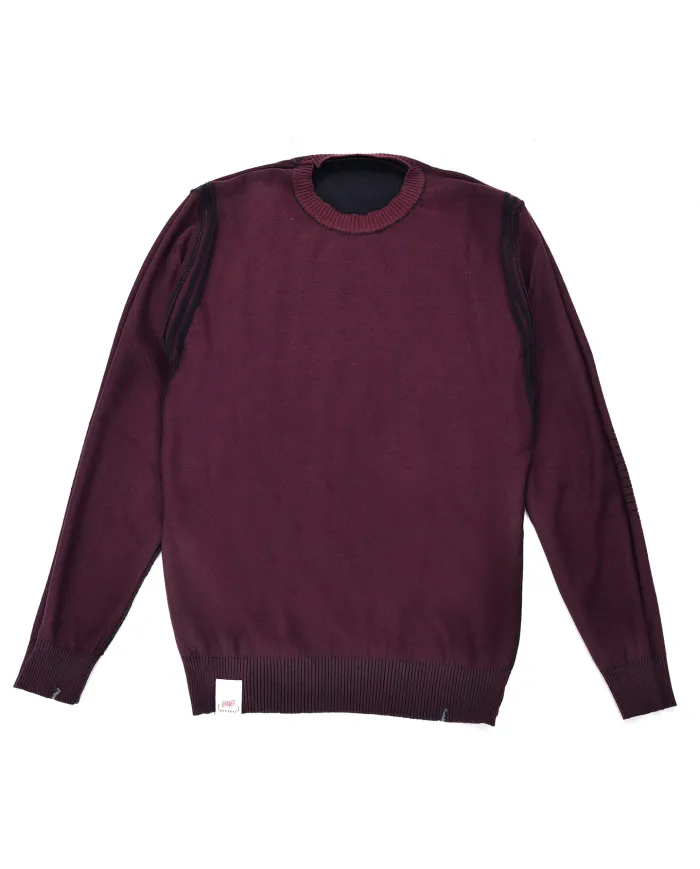 BOB Maglia Uomo HARD AI 25/26 lana slim stile basic reversibile 03 BLU/BORDEAUX