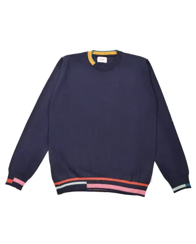 BOB Maglia Uomo LEOS AI 25/26 lana slim con dettagli in contrasto 01 BLU