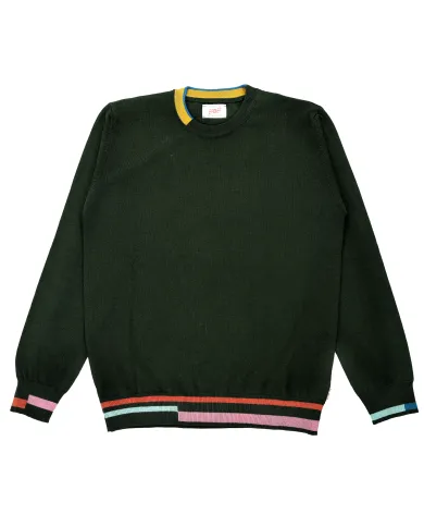 BOB Maglia Uomo LEOS AI 25/26 lana slim con dettagli in contrasto 03 MILITARE