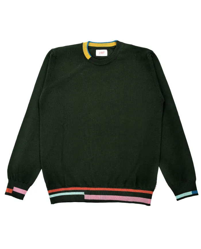 BOB Maglia Uomo LEOS AI 25/26 lana slim con dettagli in contrasto 03 MILITARE