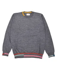 BOB Maglia Uomo LEOS AI 25/26 lana slim con dettagli in contrasto 07 FUMO