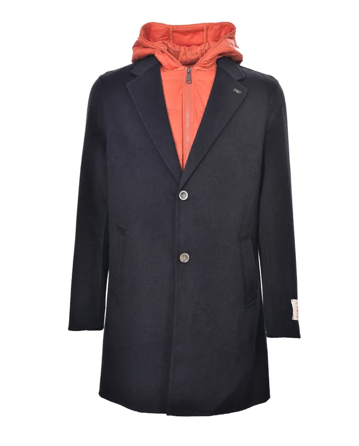 BOB Cappotto Uomo ROBIN AI 25/26 lana stile blazer con cappuccio 02 BLU