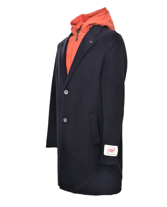 BOB Cappotto Uomo ROBIN AI 25/26 lana stile blazer con cappuccio 02 BLU
