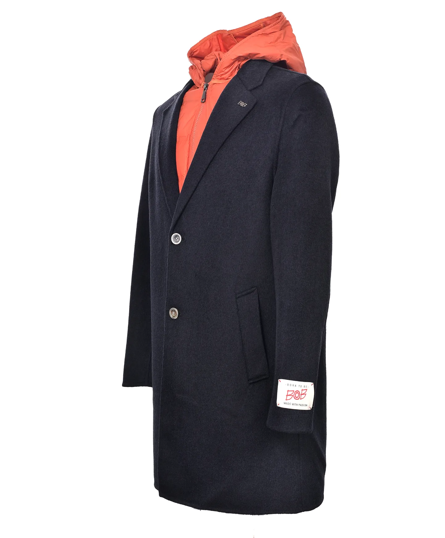 BOB Cappotto Uomo ROBIN AI 25/26 lana stile blazer con cappuccio 02 BLU - Imagen 4 de 4