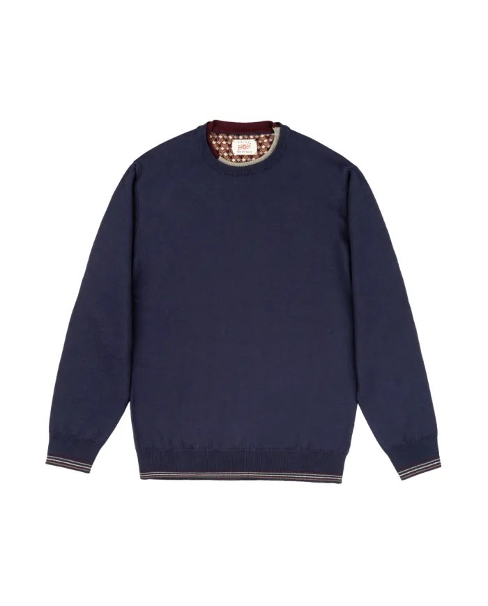 BOB Maglia Uomo SCAF AI 25/26 lana basic con dettaglio toppa 02 BLU