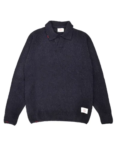 BOB Maglia Uomo VEGAS AI 25/26 lana con colletto stile polo 02 BLU