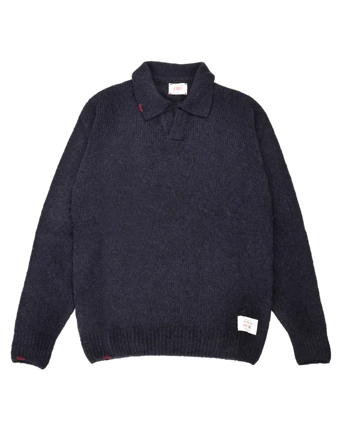 BOB Maglia Uomo VEGAS AI 25/26 lana con colletto stile polo 02 BLU