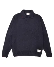 BOB Maglia Uomo VEGAS AI 25/26 lana con colletto stile polo 02 BLU