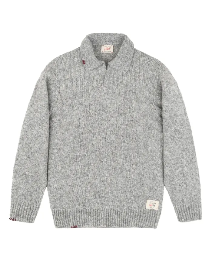 BOB Maglia Uomo VEGAS AI 25/26 lana con colletto stile polo 03 GRIGIO