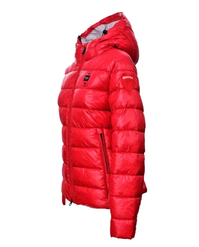 BLAUER Piumino Donna 25WBLDC02072 006648 CAROLL AI 25/26 regular trapuntato con cappuccio 552GG Rosso Sangue int Gr nebbia