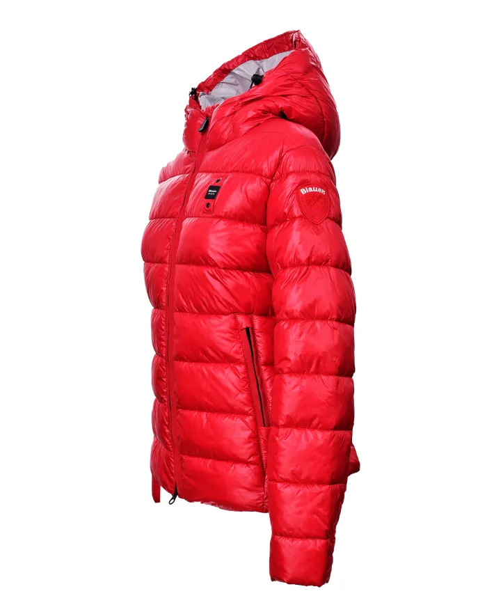 BLAUER Piumino Donna 25WBLDC02072 006648 CAROLL AI 25/26 regular trapuntato con cappuccio 552GG Rosso Sangue int Gr nebbia