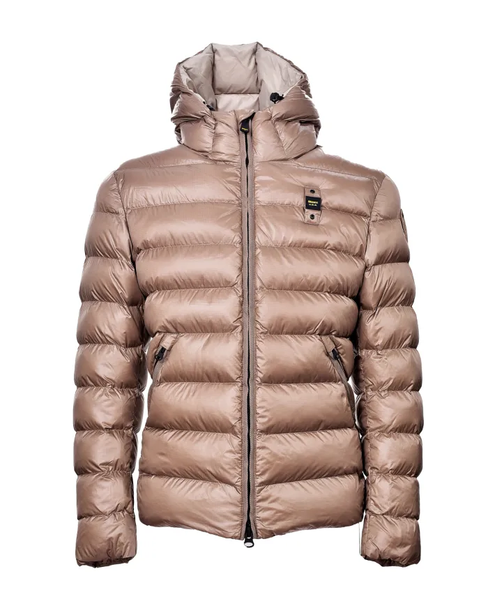 BLAUER Piumino Uomo 25WBLUC02079-A05958 ADAMS AI 25/26 con cappuccio e motivo check 341EI LONTRA int BEIGE