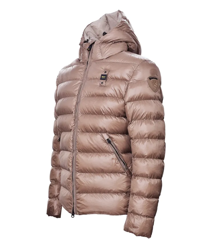 BLAUER Piumino Uomo 25WBLUC02079-A05958 ADAMS AI 25/26 con cappuccio e motivo check 341EI LONTRA int BEIGE