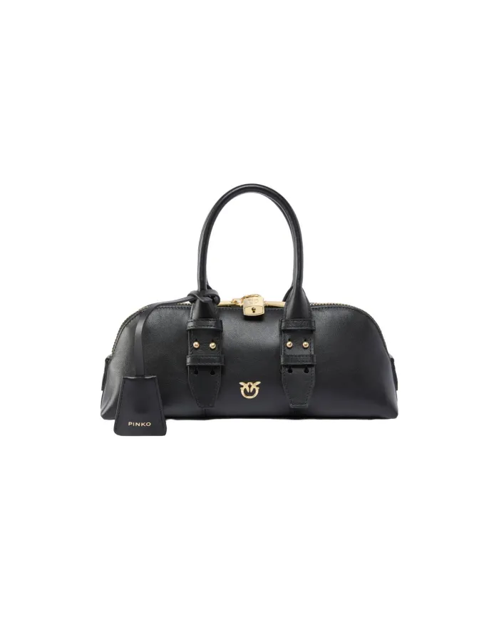 PINKO Borsa Donna 105334 A0QO ESCAPE BAG BAGUETTE AI 25/26 a mano in pelle Z99V nero limo/matt g