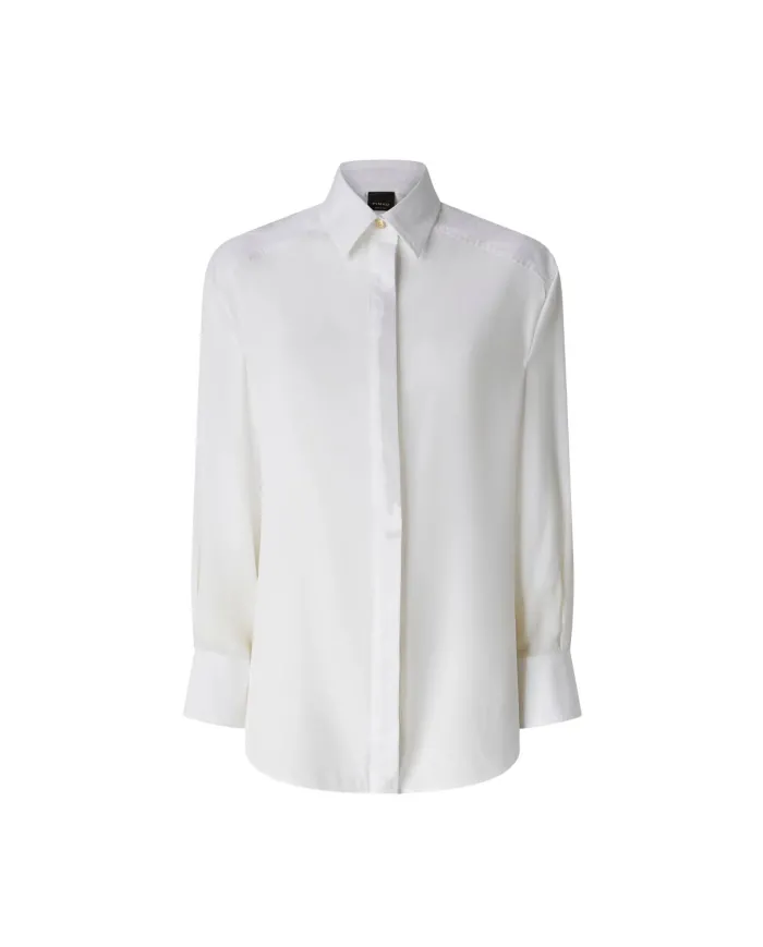 PINKO Camicia Donna 105434A2TGZ05 CASSATA AI 25/26 in popeline e crepe con colletto Z05 BIANCO