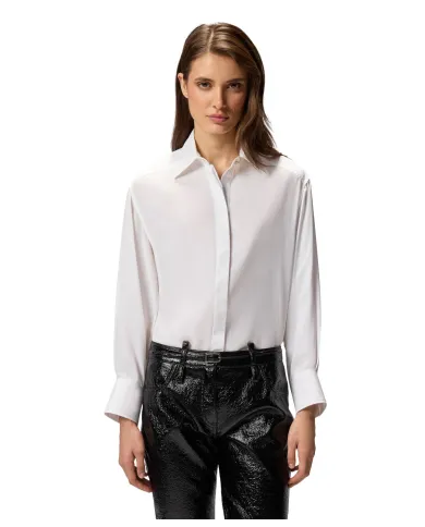 PINKO Camicia Donna 105434A2TGZ05 CASSATA AI 25/26 in popeline e crepe con colletto Z05 BIANCO