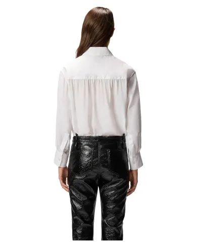 PINKO Camicia Donna 105434A2TGZ05 CASSATA AI 25/26 in popeline e crepe con colletto Z05 BIANCO