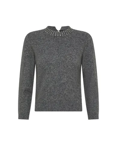 SEVENTY Lupetto Donna MT3819910723 AI 25/26 con strass 913 GRIGIO