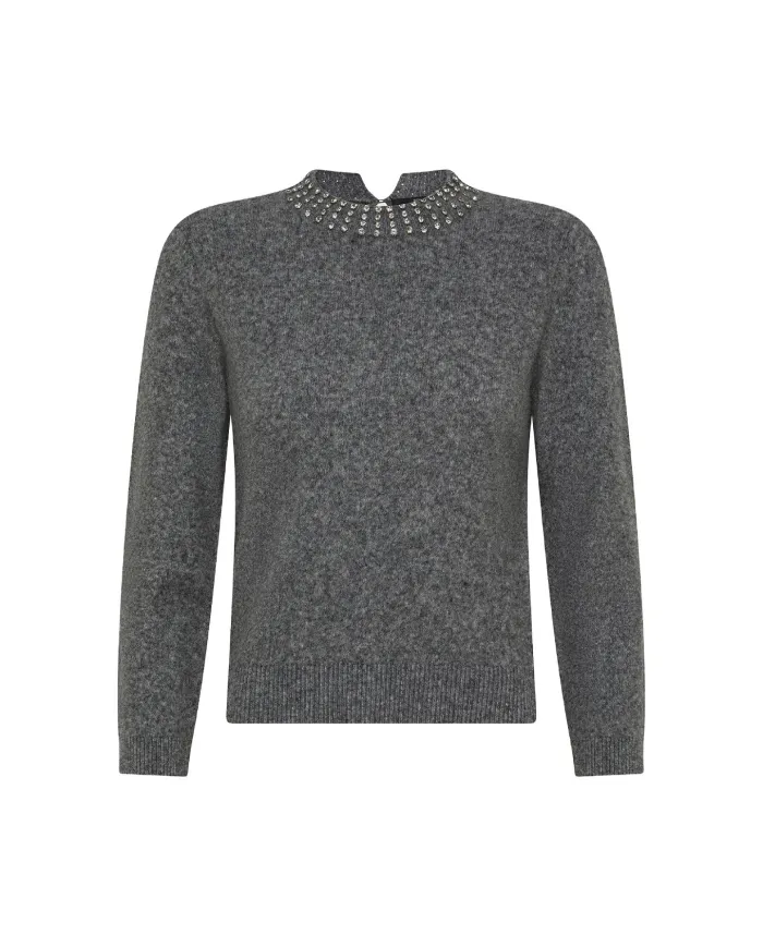 SEVENTY Lupetto Donna MT3819910723 AI 25/26 con strass 913 GRIGIO