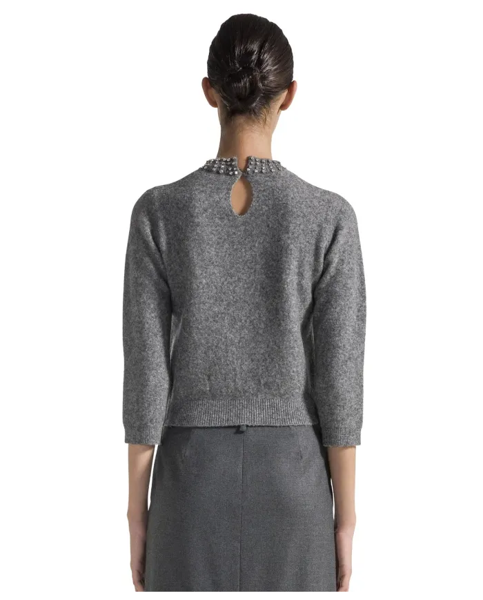 SEVENTY Lupetto Donna MT3819910723 AI 25/26 con strass 913 GRIGIO