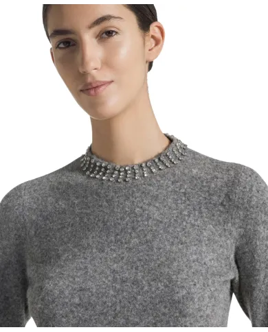 SEVENTY Lupetto Donna MT3819910723 AI 25/26 con strass 913 GRIGIO