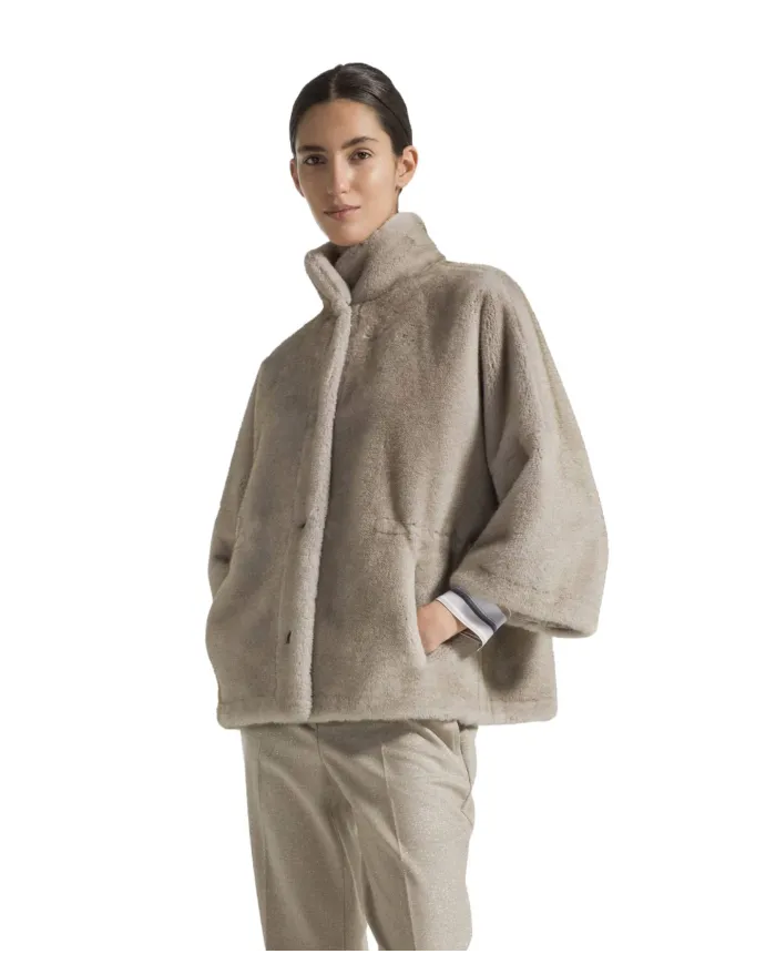 SEVENTY Cappa Donna PE0261520292 AI 25/26 in ecopelliccia con bottoni 910 GRIGIO