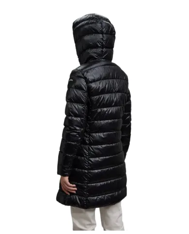 BLAUER Piumino Donna 25WBLDK02069-006648 ADELAIDE AI 25/26 lungo con cappuccio micro rip 999EI NERO int BEIGE